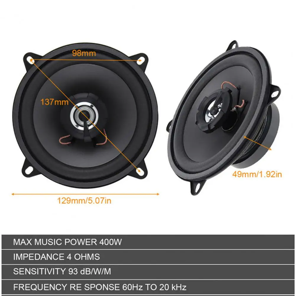 

Sturdy 400W 12V Moisture-proof 60Hz-20kHz 2 Way Car Audio Coaxial Loudspeaker Car Audio Speaker Strong Voice Performance