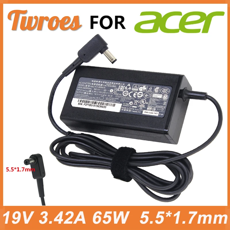 

AC Adapter Charger Adapter 19V 3.42A 65W for Acer Aspire 5315 5630 5735 5920 5535 5738 6920 7520 PA-1650-86 S3 E15 power supply