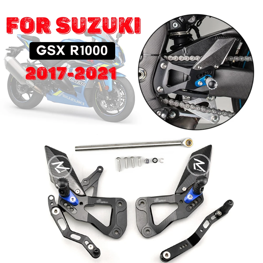 

MTKRACING For SUZUKI GSX-R1000 2017-2021 GSX-R 1000 Rear Sets Heighten Pedal Adjustable Rearsets FootPegs Shift Lever Brake