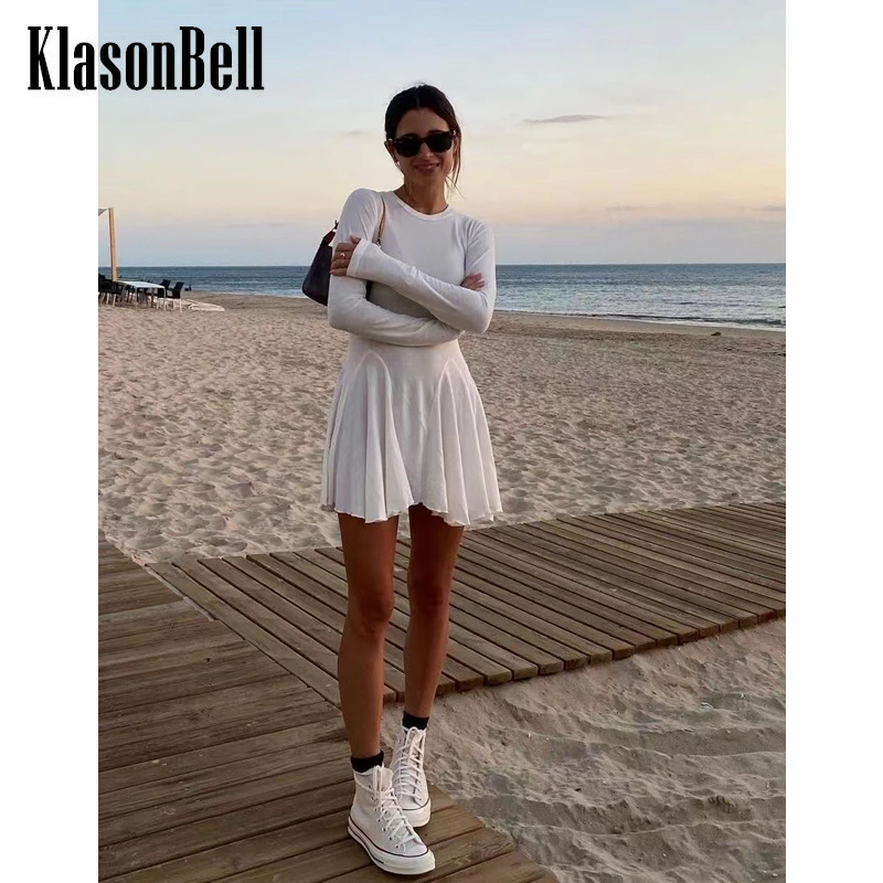 

6,14 KlasonBell женское платье с круглым вырезом и длинным рукавом