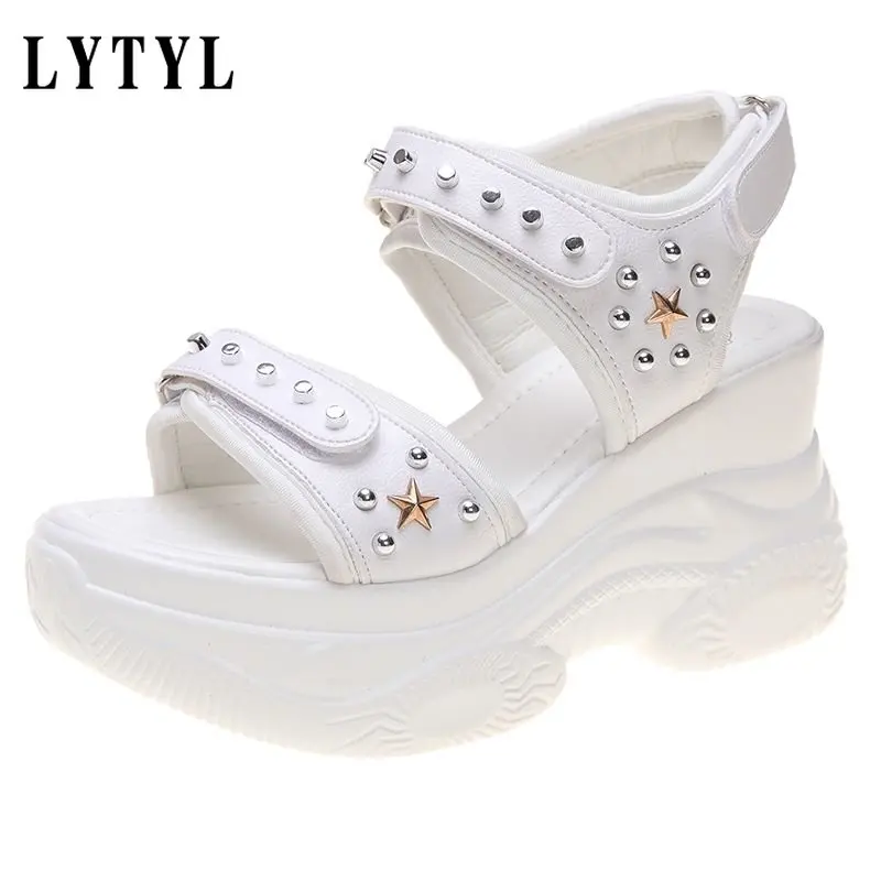 New Women's Platform Sandals Summer High Heels Wedges Women's Sandals Breathable Mesh Women's Beach Shoes Casual Sandals A1-01