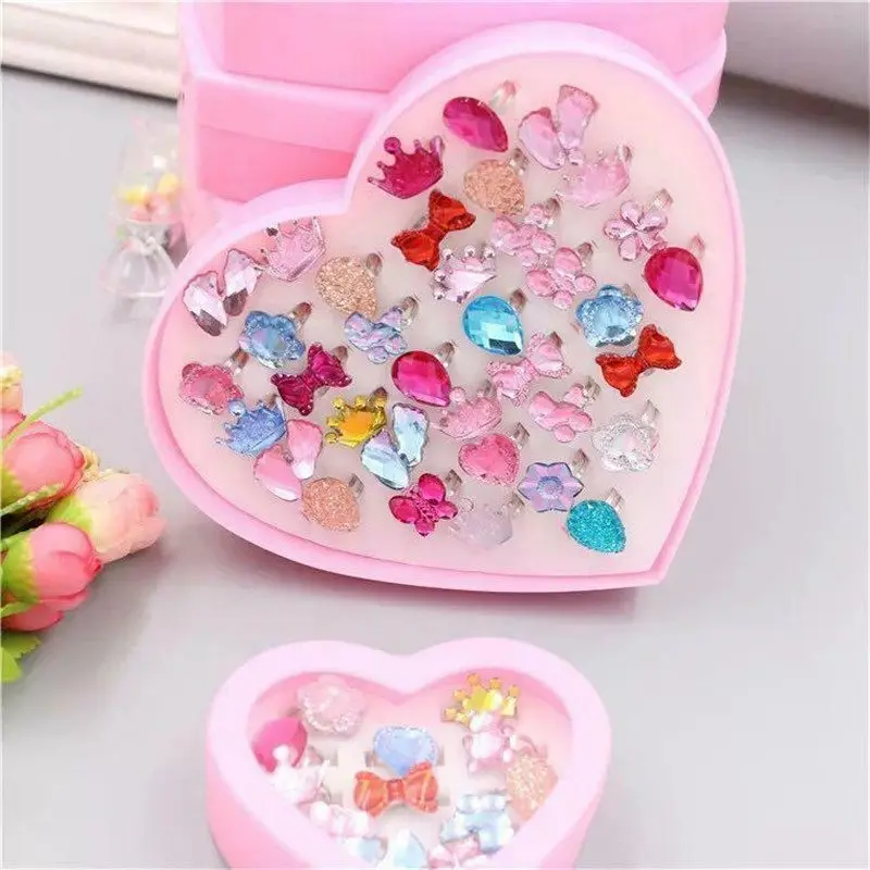 

Ring Set Girls Adjustable Kids Jewellery Costume Crystal Fashion Rings Child