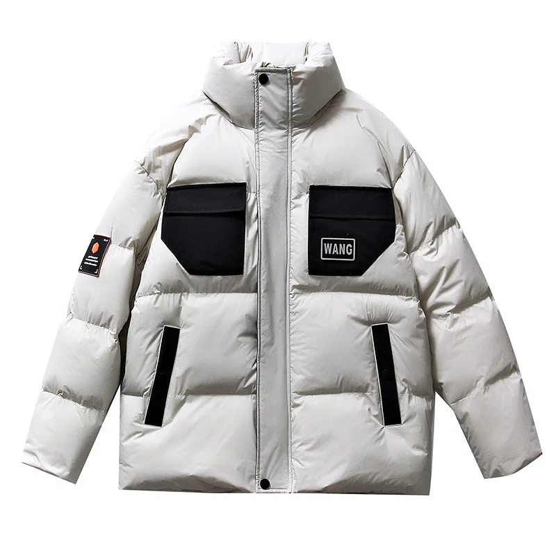 Plus Size Outdoor Sports Coats Harajuku Parkas Winter Color Blocking Stand Collar Thickened Warm Cotton Padded Jacket Men