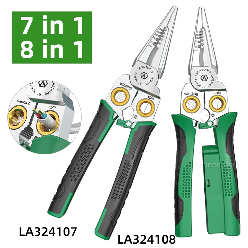 Фото LAOA Многофункциональные плоскогубцы для зачистки проводов 8-в-1 из нержавеющей стали LA 324107   ЛА 324108   Электрические измерения и электрики №1