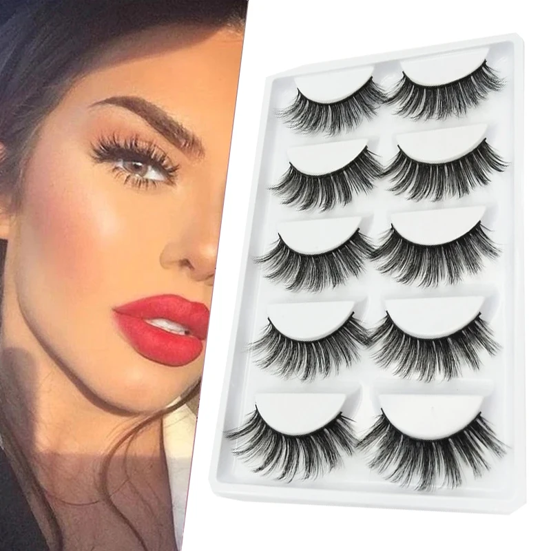 

5 Pairs Of False Eyelashes 3D Short Cross Eye Lashes Faux Mink Hair Short Cross Lash Extension Natural Soft Mink Eye Lashes