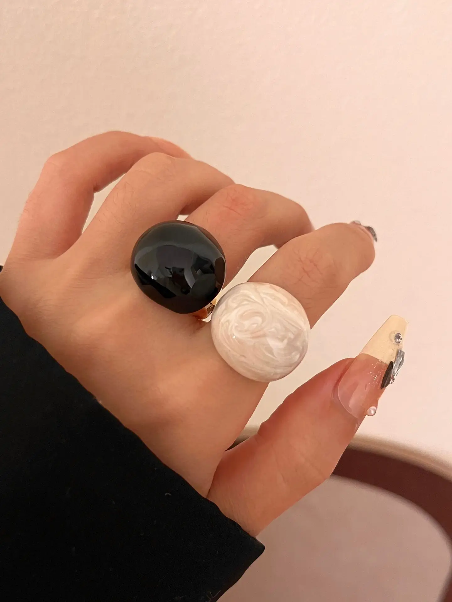 Винтажные металлические Круглые Эмалированные открытые кольца в форме яйца для
