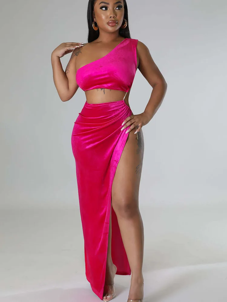 Женское бархатное платье-макси с высоким разрезом вечернее праздничное платье