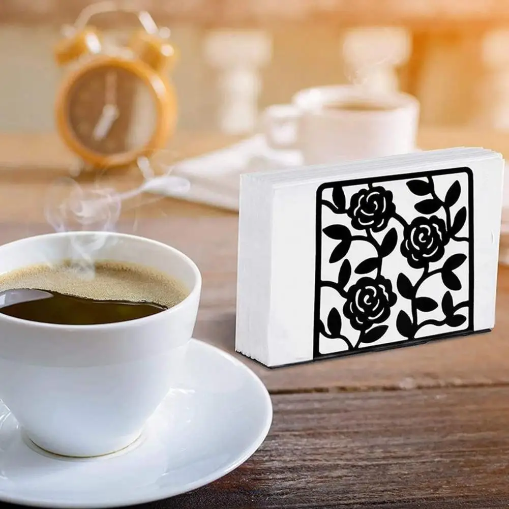 

Attractive Tissue Dispenser Anti-rust Tissue Holder Galvanized Decor Black Table Napkin Holder Decorate