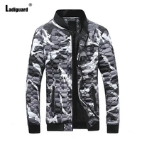mens lapel collar retro jacket kpop zipper coats 2022 winter fashion camouflage rhombustops outerwear lantern sleeve jackets