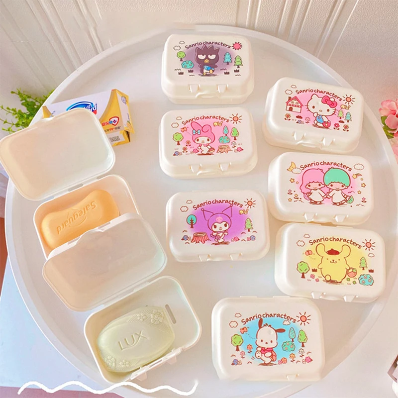 

Мыльница Sanrio Kuromihello Kitty My Melody Pachacco, аксессуары для ванной комнаты, поднос для мыла, контейнер для мыла для ванной комнаты