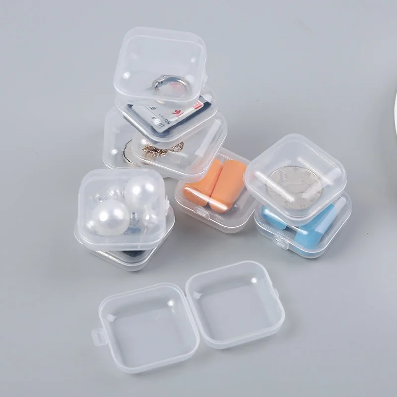 

Mini Square Boxes Transparent Plastic Jewelry Storage Case Finishing Container Packaging Storage Box for Earrings Rings