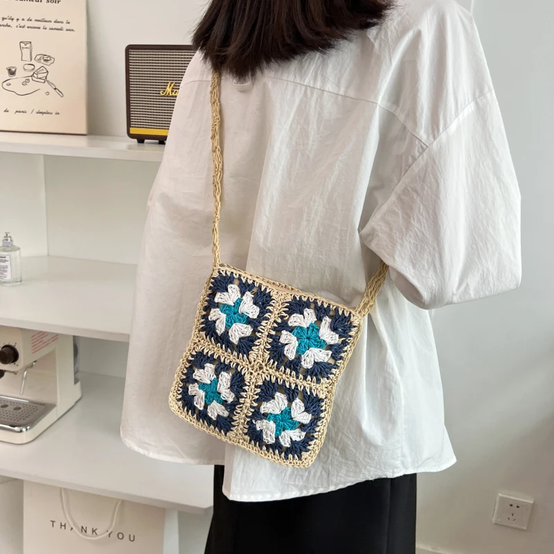 Designer Side Bags for Girls Summer Eco Straw Crochet Bag Travel Crossbody Purse Women Cheap Woven Small Beach Bolsa De Ombro images - 6