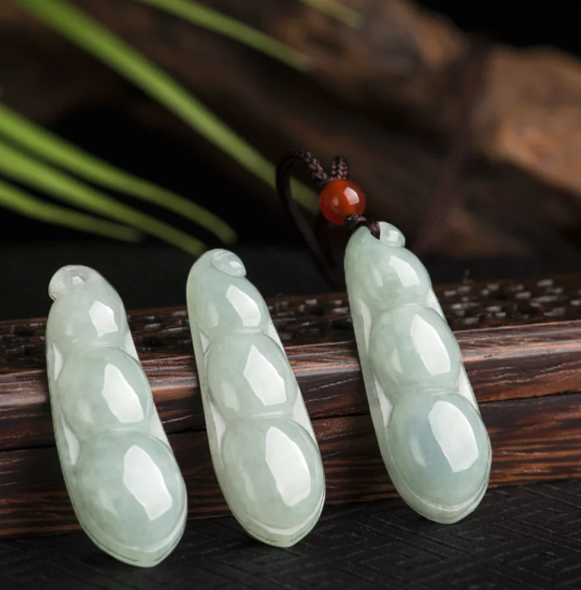 Фото Ювелирные изделия из натурального нефрита A+ Жадеит Fudou Four Seasons Bean Jade Кулон №5