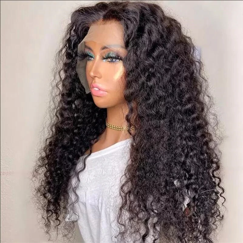 

Long Kinky Curly Lace Front Wig For Black Women Bleached Knots With BabyHair Heat Resistant Fiber Wig Daily Cosplay