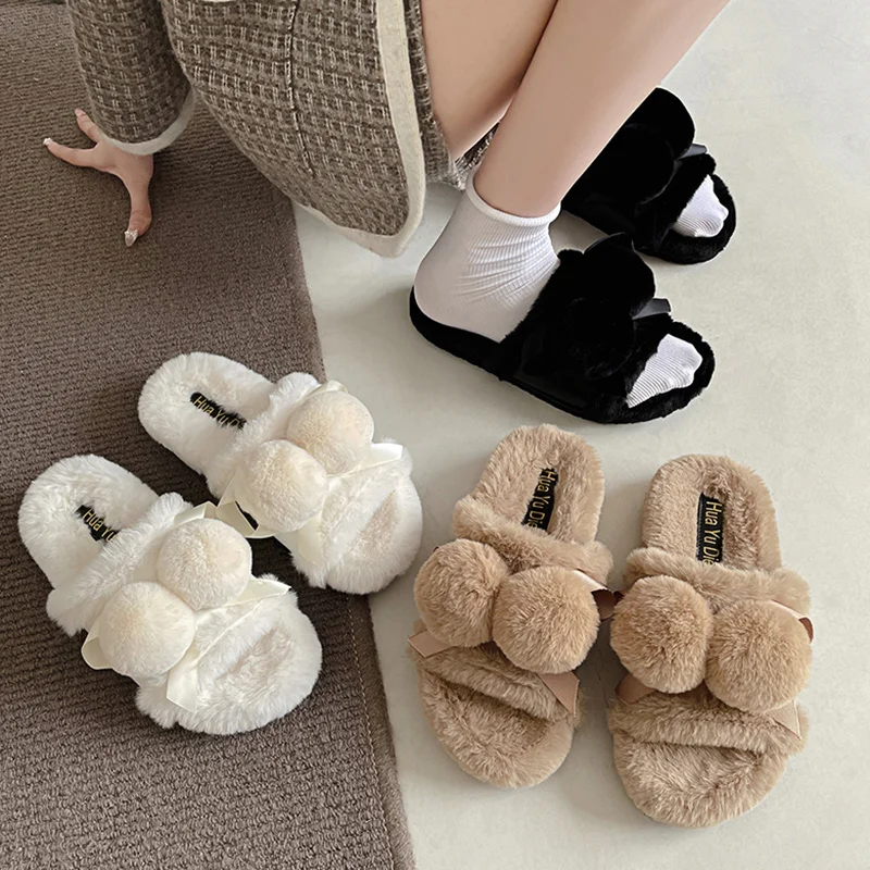 

Шлепанцы женские резиновые из флока, роскошные меховые тапочки, сланцы, дизайнерские плюшевые массажные плоские, римская ткань, 2022