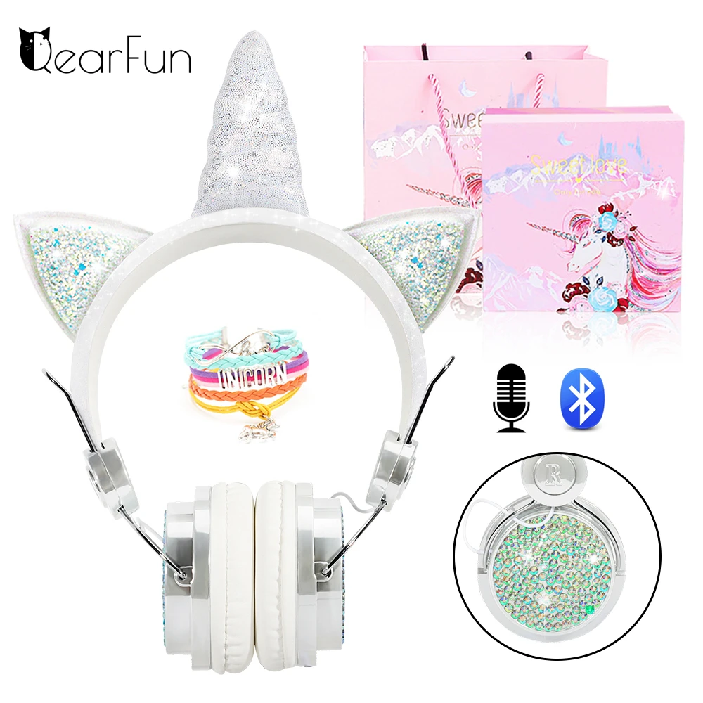 Qearfun Детские наушники Bluetooth Беспроводные с микрофоном музыкальная стереосистема