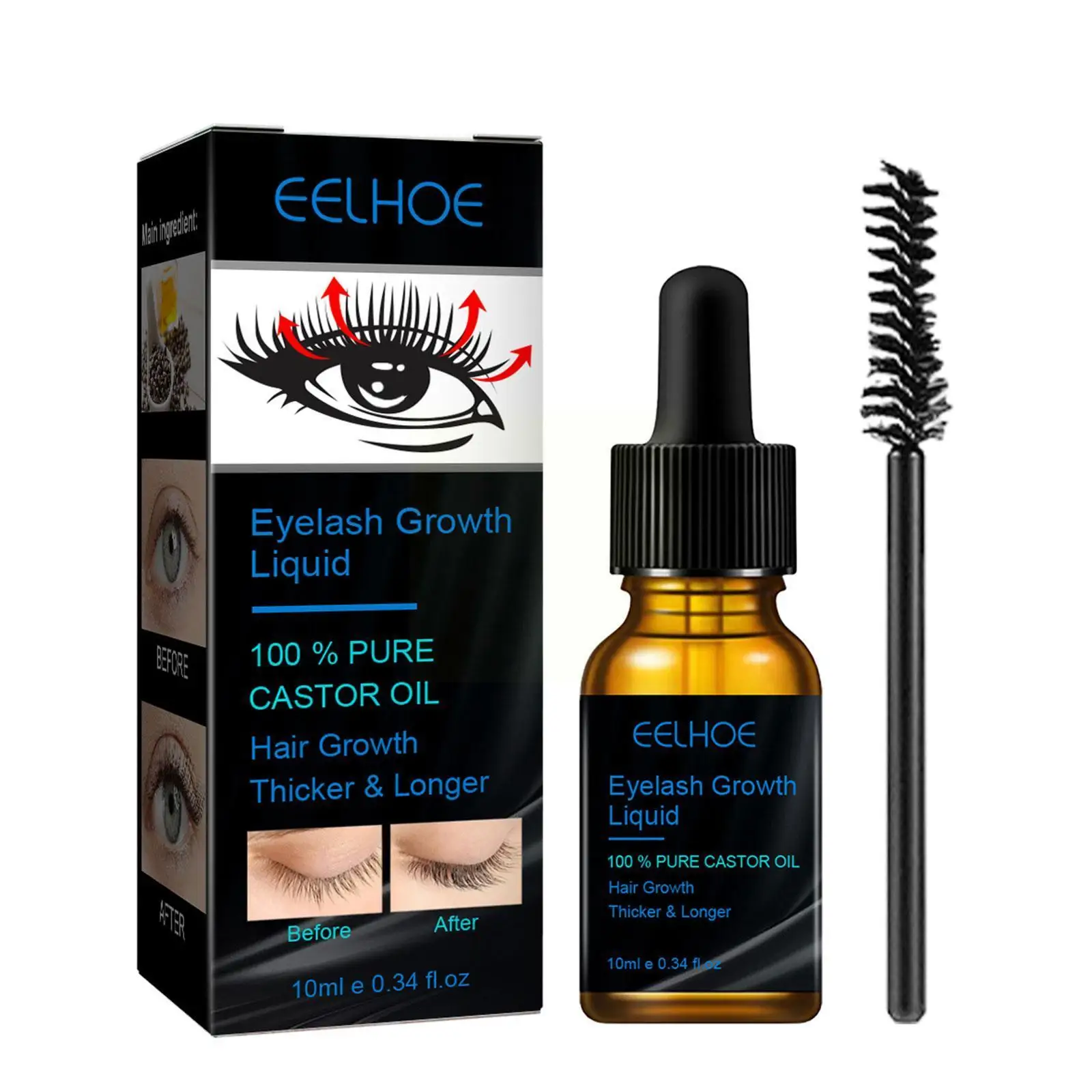 

Natural Castor Oil Eyelash Essential Oil Growth Treatment Liquid Rapid Serum Oil Eyelash Growth Enhancer Eyebrow Treatment E0T5