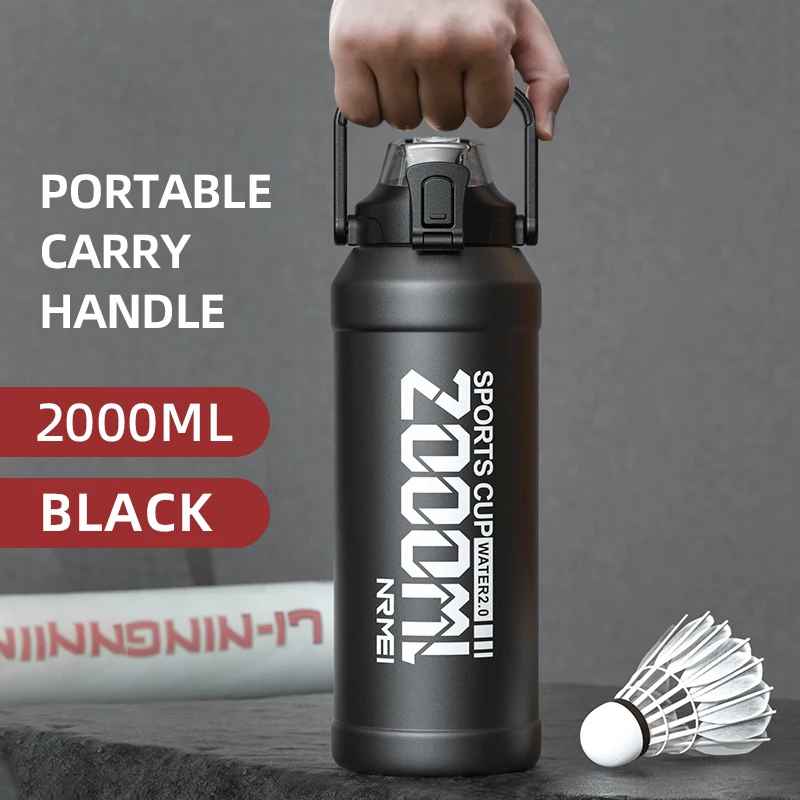 2 Liters Large Capacity With Straw Stainless Steel Cup Therm