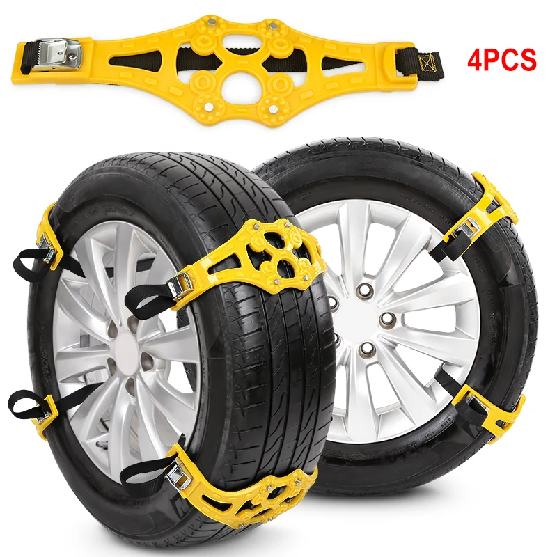 

Snow Chains For Cars 4pcs Vests For Car Wheels For Snow Winter Car Tire Wheel Chains Vehicle Supplies Anti-slip Bands On Wheels