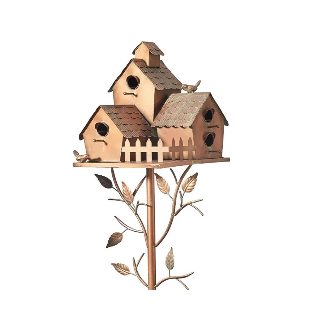

Garden Bird House with Pole Metal Bird Feeders Garden Stakes Bird Houses for Courtyard Backyard Patio Outdoor Style E
