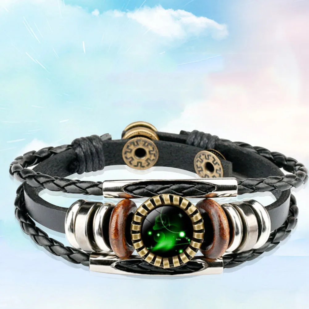 Женские кожаные браслеты 12 созвездий многослойные ручной работы в стиле панк с