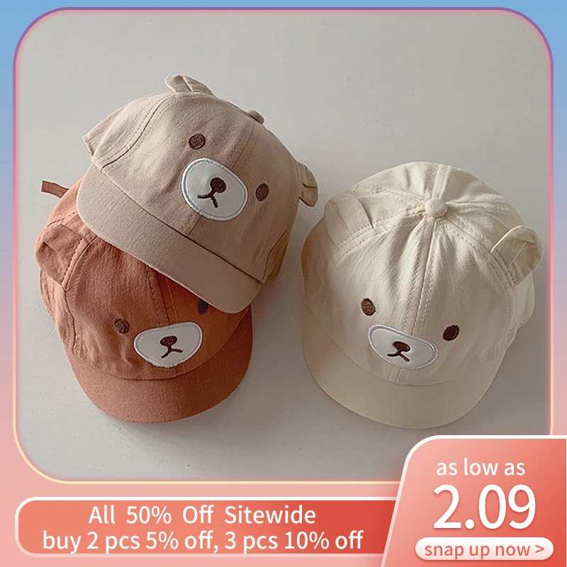 

Детская кепка с милыми медвежьими ушками, модная бейсбольная шапка для мальчиков и девочек, хлопковая повседневная детская шапочка, милая д...