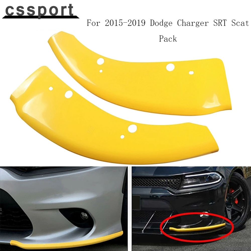 

2Pcs Car Front Bumper Lip Splitter For 2015-2019 Dodge Charger SRT Scat Pack Protector Spoiler Diffuser Guard Cover