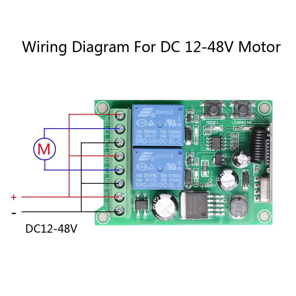 Фото Универсальный DC12V-48V 433Mhz 2CH Многофункциональный модуль приемника RF Беспроводной пульт дистанционного управления Реле Гаражный мотор Свет Diy №4