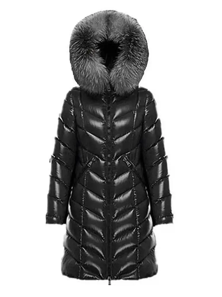 2023 New Womens Down Jackets Big Fur Collar High Quality 90% White Duck Down Long Coats Large Size Lady Jackets Hoodies Clothing