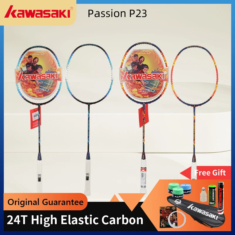 24T Carbon Fiber Badminton Rackets Kawasaki Original Speed Type Super Light with Shuttlelock Grip Badminton Racquet Training