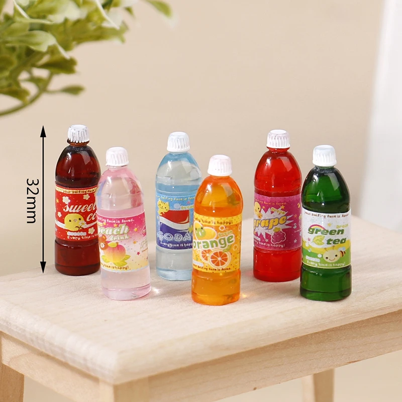 

5Pcs 1/12 Dollhouse Miniature Resin Bottle Mini Drinks Simulation Soda Drinks Bottle Beverage Bottle Model Dollhouse Accessories