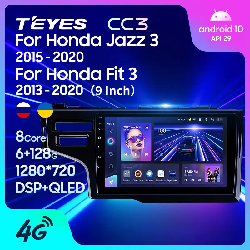 TEYES CC3 Штатная магнитола For Хонда Джазз Фит Honda Jazz 3 2015 - 2020 Fit GP GK 2013 до 8-ЯДЕР 6 + 128ГБ 27EQ