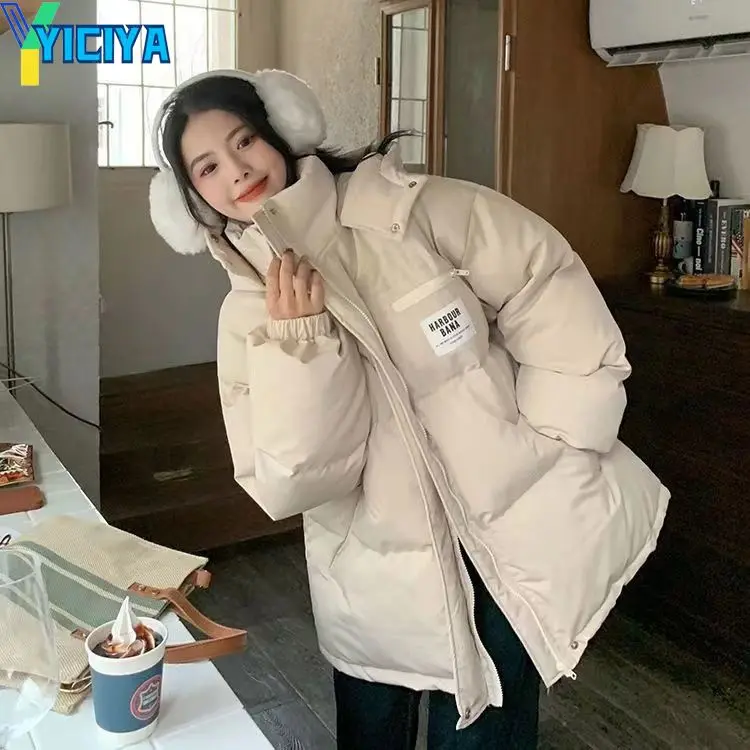 YICIYA Winter Parkas 2023 Woman Retro American Hooded Outwear Thick Warm Design Fashion Jackets Chic Thermal Streetwear Clothing