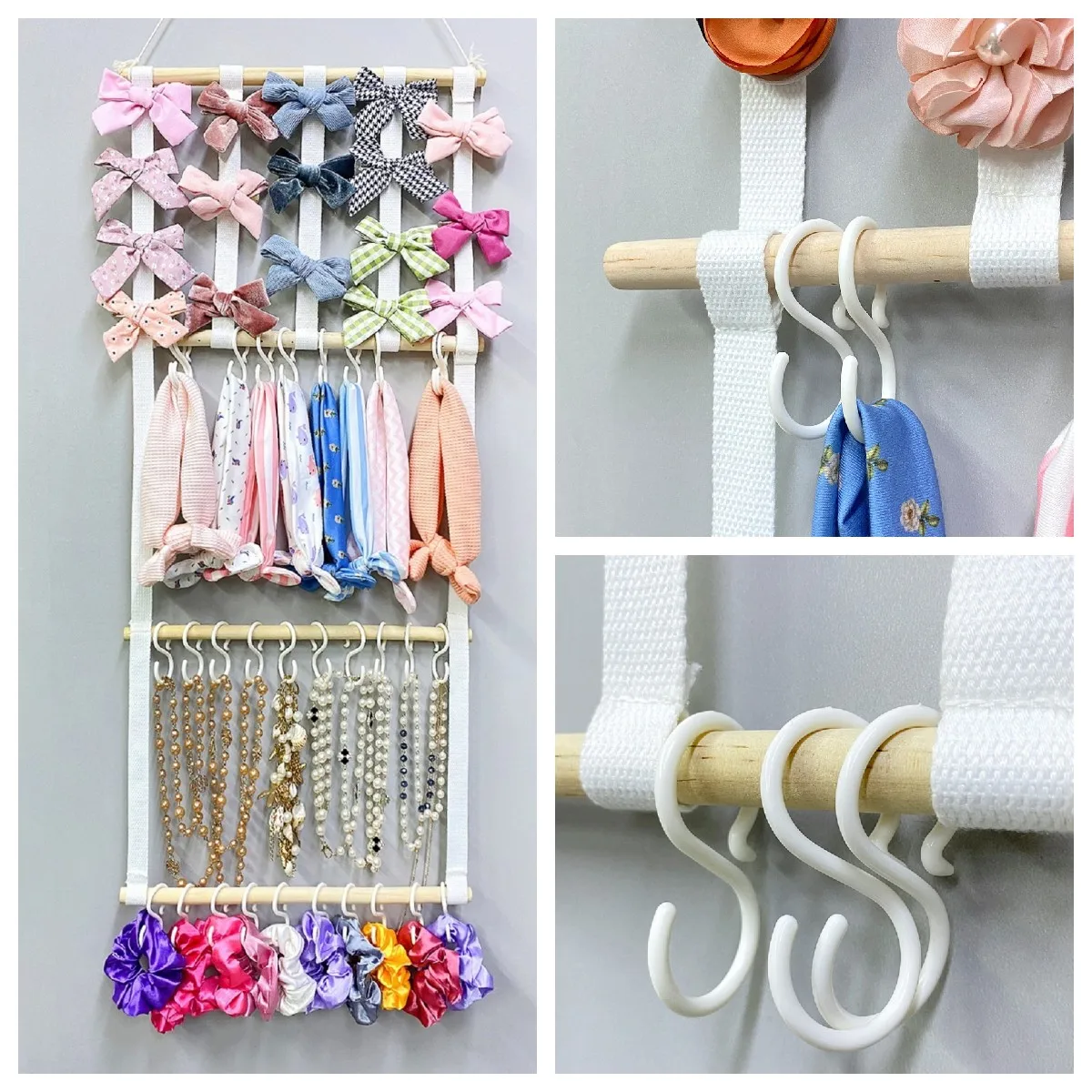 

Wooden Storage Organizer for Hairpins Girl Hairpin Hair Band Storage Wall Shelf Jewelry Display Stand Floating Shelves for Wall