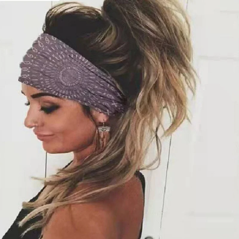 

2022 Fashion Tie Dye Wide Knotted Headbands Women Vintage Turban Headwrap Girls Yoga Hair Bands Elastic Bandanas Headscarf