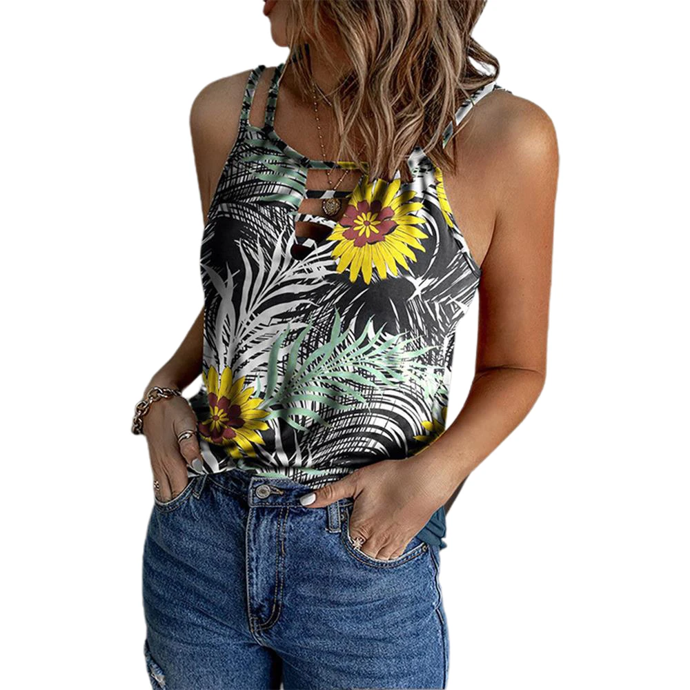 

Женский Открытый Топ без рукавов, летняя богемная уличная одежда с цветочным принтом, Клубная одежда в стиле ретро