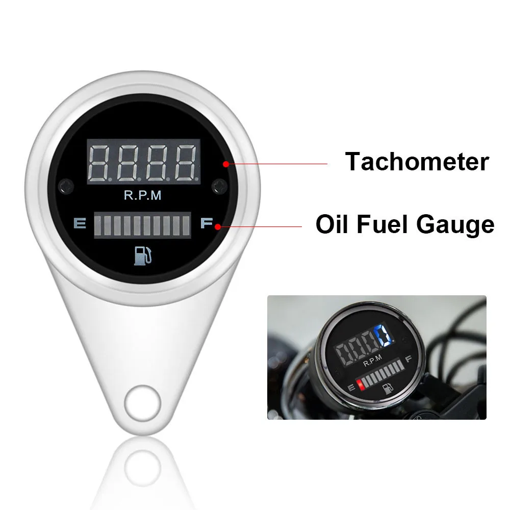 

Universal Motorcycle Speedometer LED Gas Fuel Gauge 12V Motorbike LCD instrument for Harley Kawasaki Cafe Racer