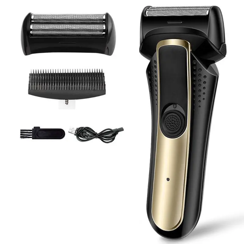 

Электробритва из фольги для мужчин, мужской беспроводной триммер для влажного и сухого бритья бороды с двойным лезвием и зарядкой от USB, 1 ко...