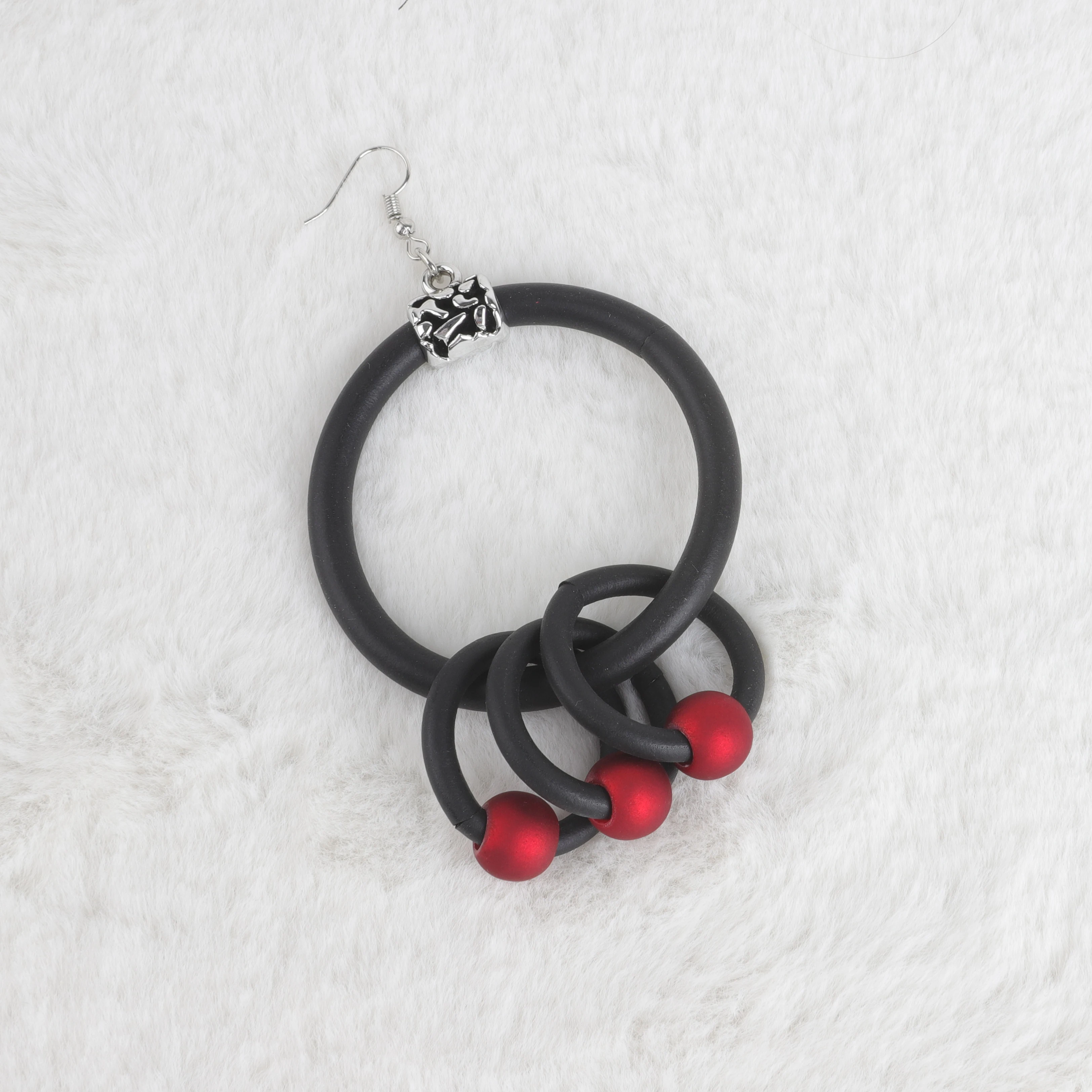 Новые аксессуары в этническом стиле с красными бусинами черные резиновые серьги