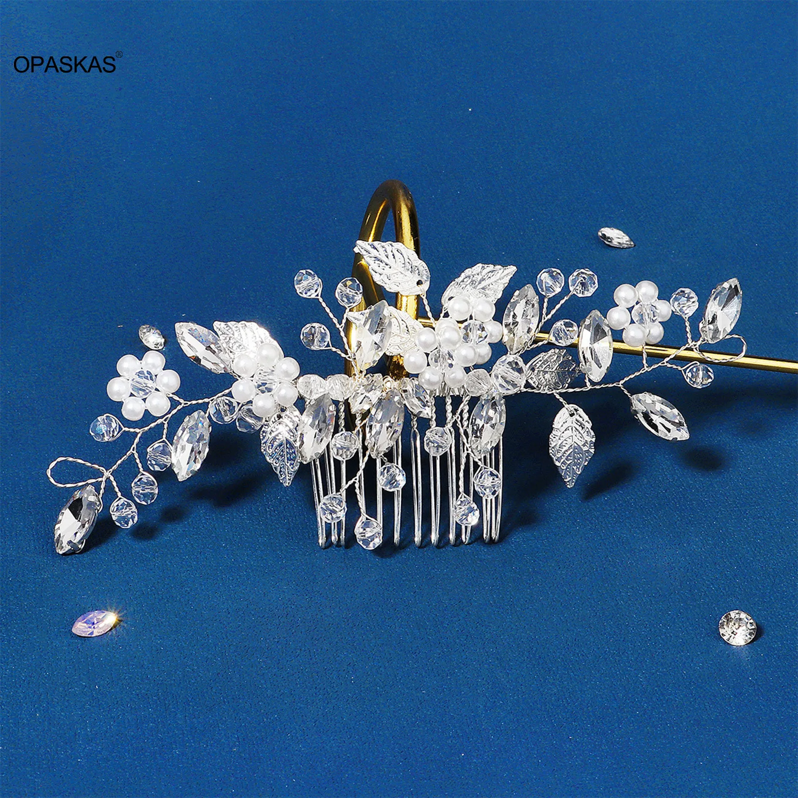 

High Qualty Hairpin Wedding Hair Comb For Women Pearl Crystal Side Pin Forks Girls Floral Bridal Tiaras Hair Jewelry Headwear