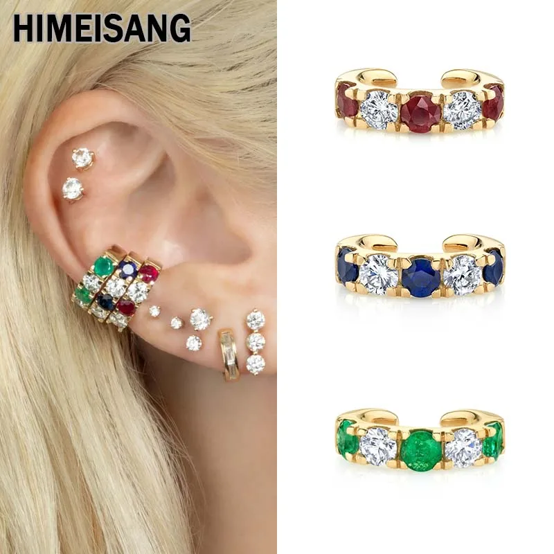 

HIMEISANG 1Pc Silver Gold Filled Ear Cuffs For Women No Piercing Cz Zircon Golden Clip On Earrings For Women Fashion Jewelry