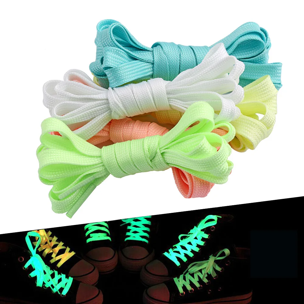 

1Pair Flat Glow-In-The-Dark Shoelaces Luminous Casual Sneakers Shoestring Portable DIY Polyester Yarn PP Thread Cloth Shoes