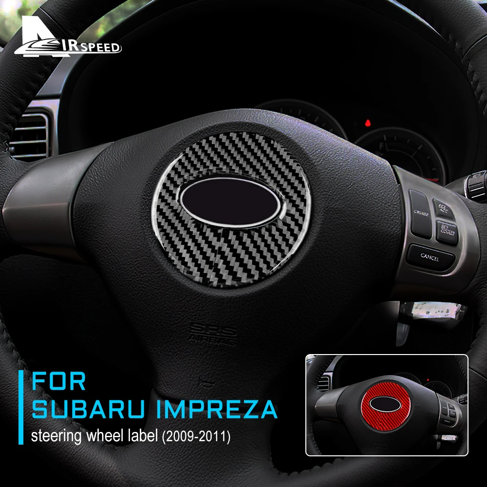 AIRSPEED For Subaru Impreza 2009 2010 2011 Car Steering Wheel Stickers Strip Real Carbon Fiber Interior Trim Auto Accessories