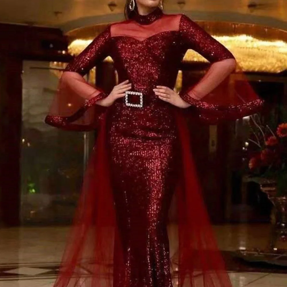 Elegant Muslim Formal Evening Mermaid Dress 2023 Lace Tail Sweetheart Tulle Prom Carnival Dress Wedding Bridesmaid Evening Dress