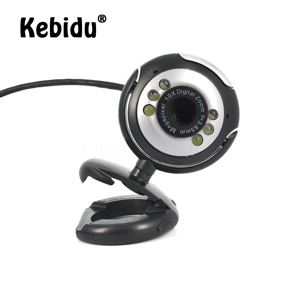 

Kebidu Digital HD Webcam Camera 30.0 Mega Pixels 6 LED Web Cam With Microphone USB 2.0 For Skype For MSN PC Laptop