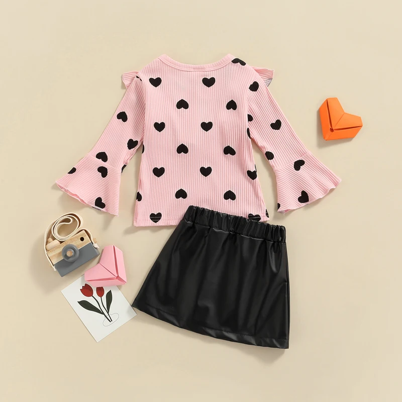 

Детский костюм с оборками и длинным рукавом, с круглым вырезом и мини-юбкой