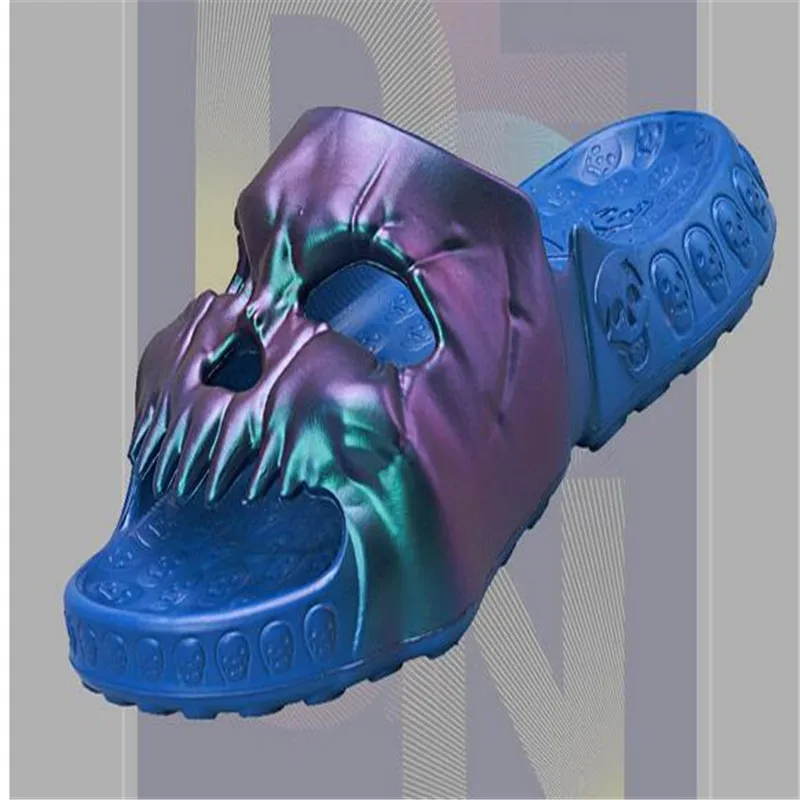 

New Personalized Skull Design Men Slippers 2023 Summer Outdoor Fun Slides Thick Bottom of Beach Non-slip Leisure Women Sandals
