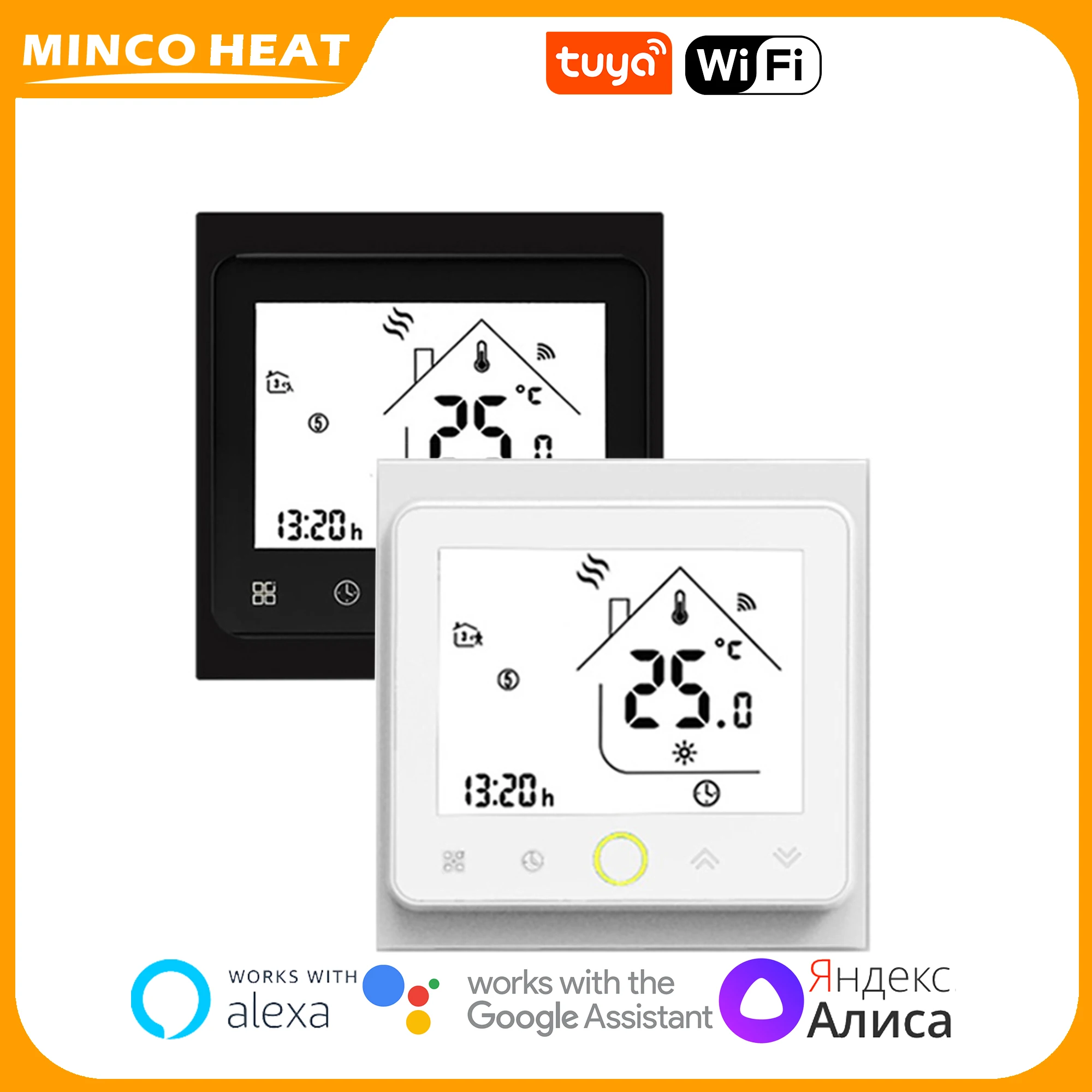 

Minco Heat BHT002 95~250V Electric Water Floor Heating Gas Boiler Smart Tuya WiFi Thermostat Works with Alexa Google Home