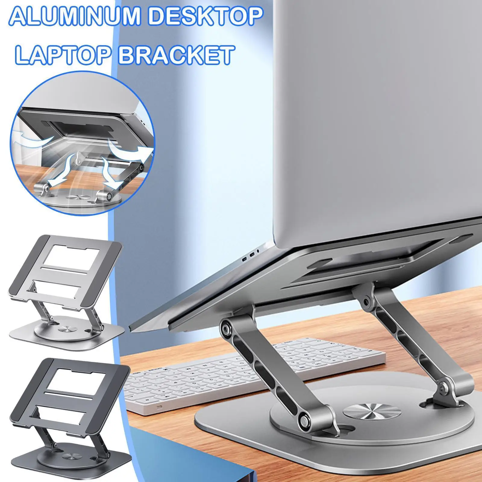 

Laptop Stand 360° Rotating Laptop Stand Foldable Aluminum Alloy Computer Laptop Cooling Holder Stand Anti Slip For Office H M9V2