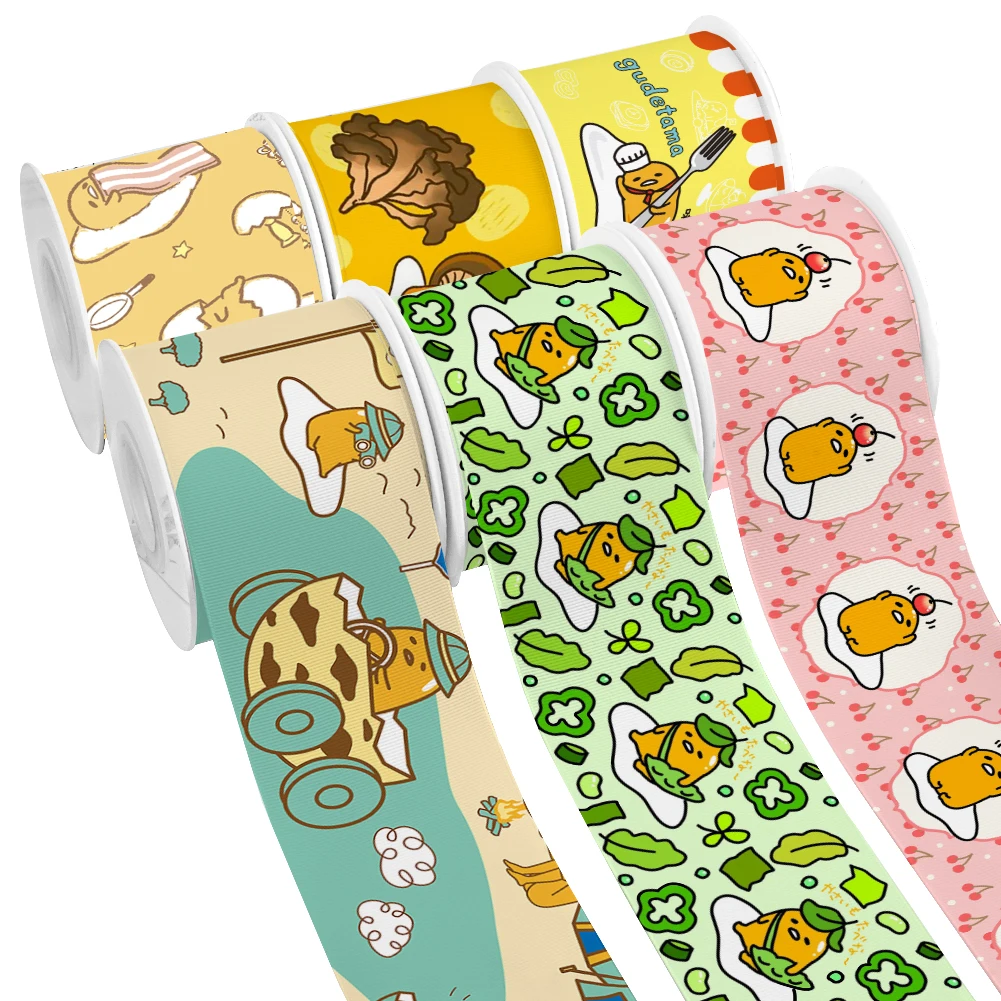 Японская мультяшная корсажная лента с желтым желтком и рисунком гудетамы 5 ярдов